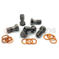 biker bling stainless steel banjo bolts and copper washers kit