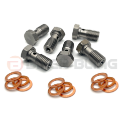 biker bling stainless steel banjo bolts and copper washers kit