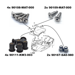 CBR1100XX wind screen fairing bolts, p& rubber well nuts diagram