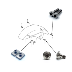 Honda CBR1100XX blackbird diagram to show were biker bling front mudguard nut and bolt kit fit