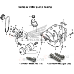 CB500F 2019-2021 sump casing bolts fitment diagram