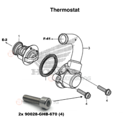 CB500F 2019-2021 Thermostat housing bolts fitment diagram