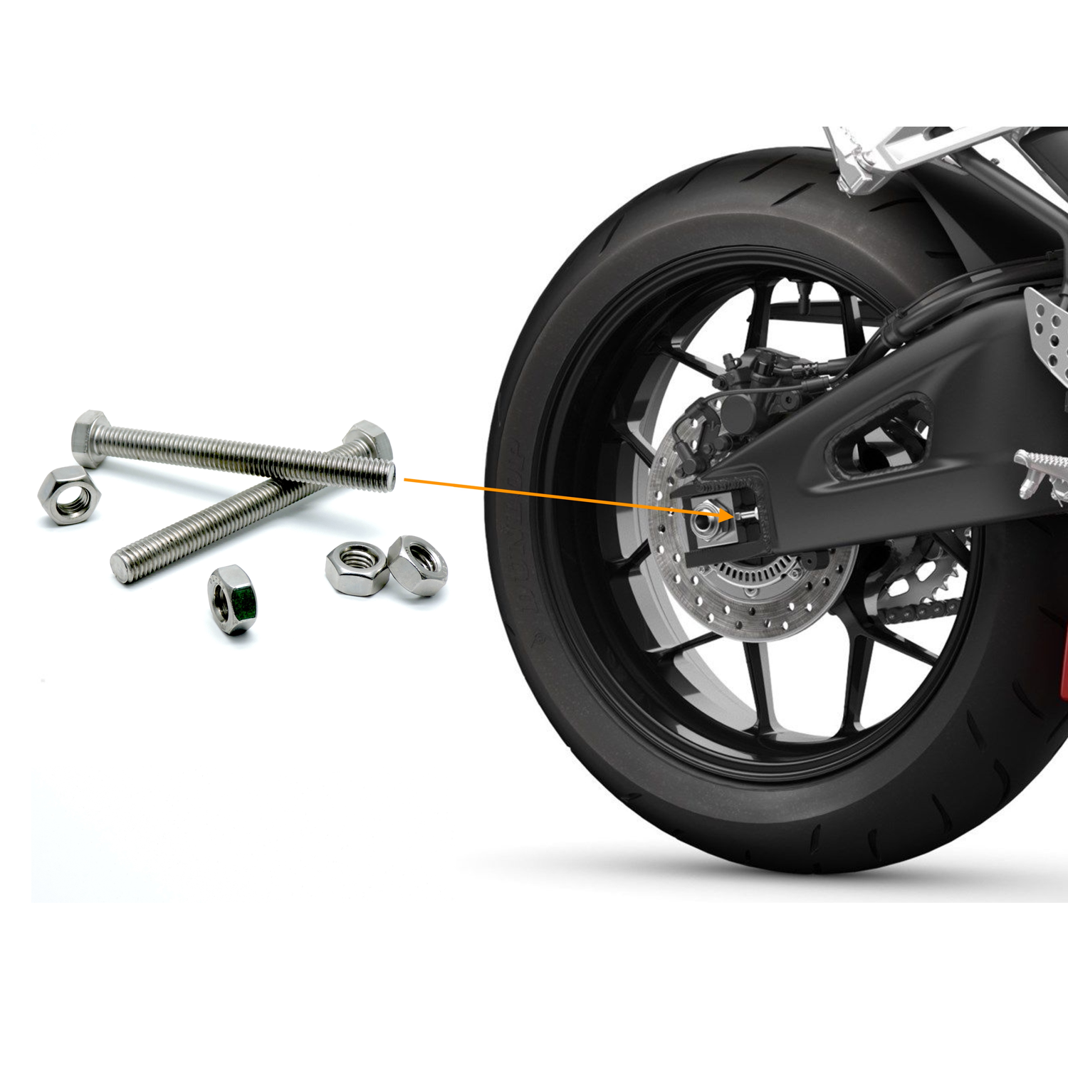 Biker bling Chain adjuster bolts & nuts diagram