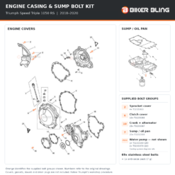 Triumph speed triple 1050S 2018-2020 engine casing bolt kit fitment diagram