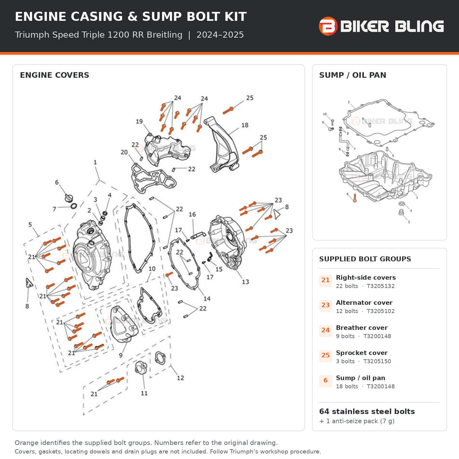 triumph speed triple 1200 RR Breitling engine casing bolts diagram