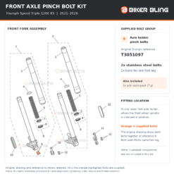 Triumph Speed triple 1200RS 2021-2016 front wheel axle pinch bolts fitment diagram