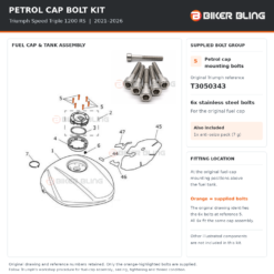 Triumph Speed Triple 1200 RS 2021–2026 fuel / filler cap bolts fitment diagram